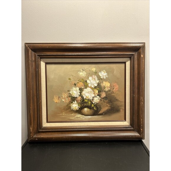 Vintage Framed Robert Cox Oil Painting white Pink Wood Frame 12x16 signed COA - Picture 1 of 14